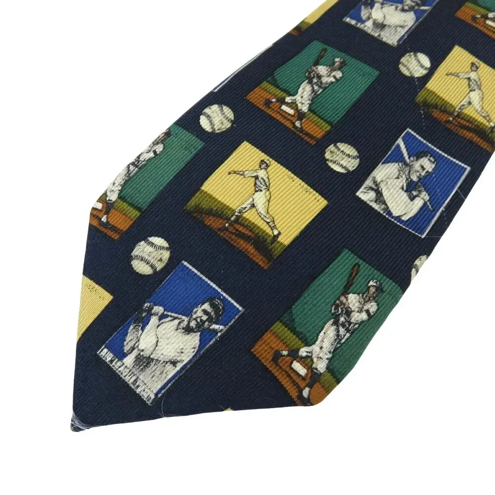 Vintage Nautica Silk Old Timey Baseball Tie Made in USA